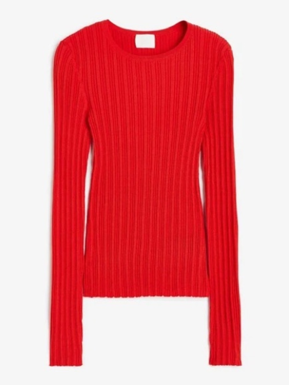 H&M Bright Red Ribbed Crewneck Top
